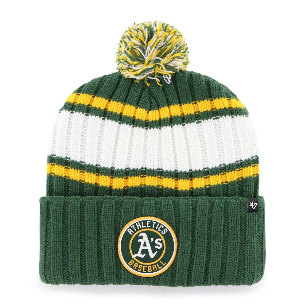 Oakland Athletics '47 Plateau Cuffed Knit Hat with Pom - Green Hats