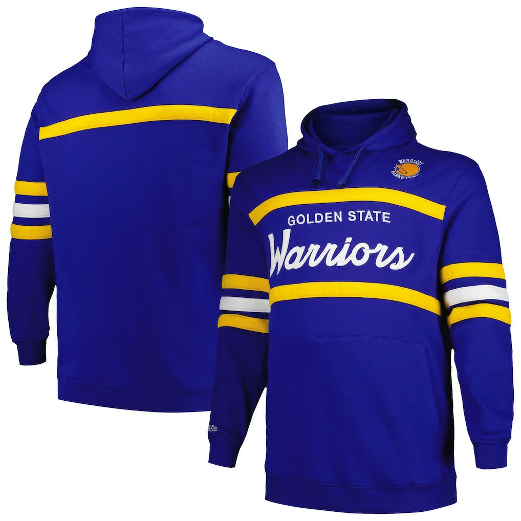 Golden State Warriors Big & Tall Hardwood Classics Head Coach Pullover Hoodie Royal - Mitchell & Ness