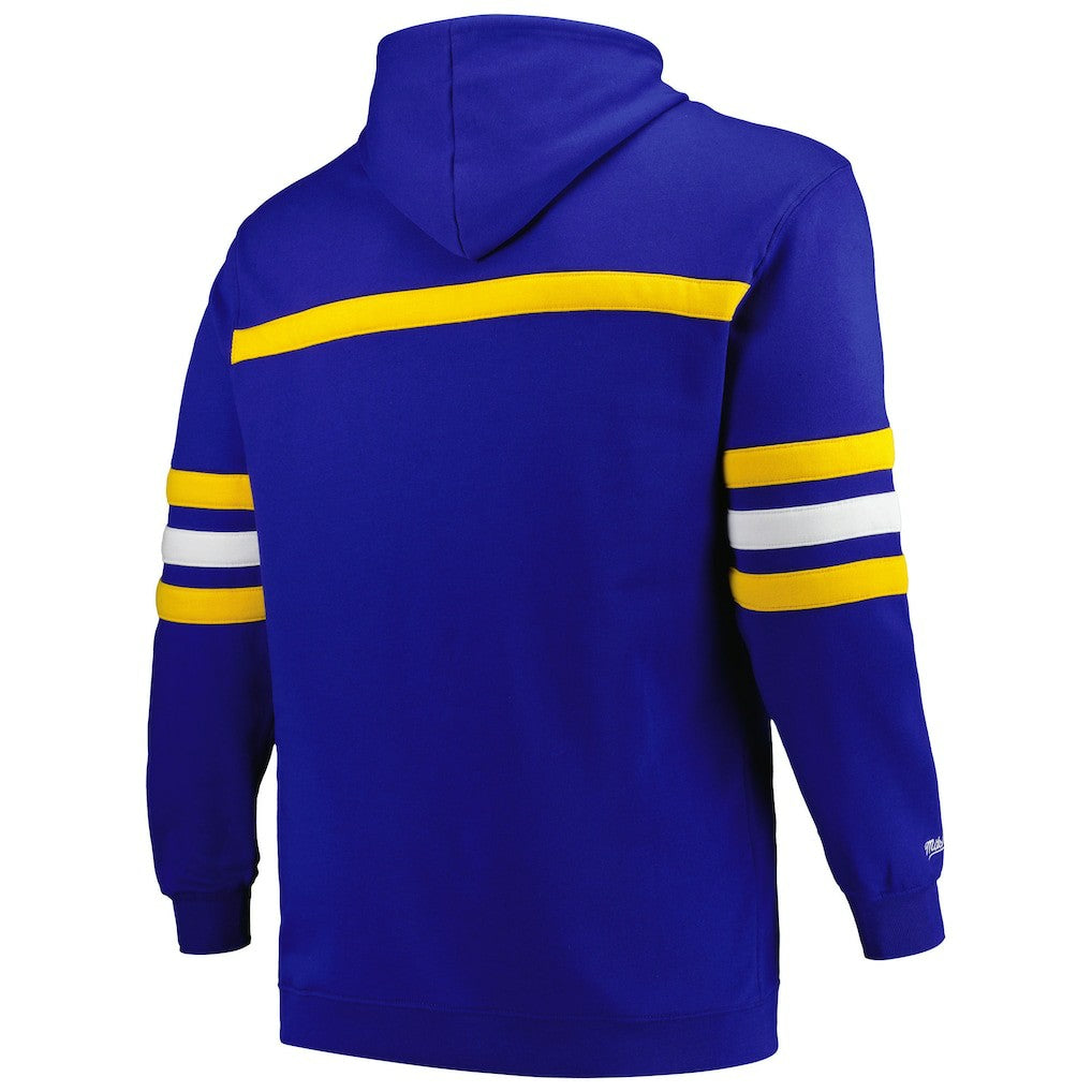 Golden State Warriors Big & Tall Hardwood Classics Head Coach Pullover Hoodie Royal - Mitchell & Ness