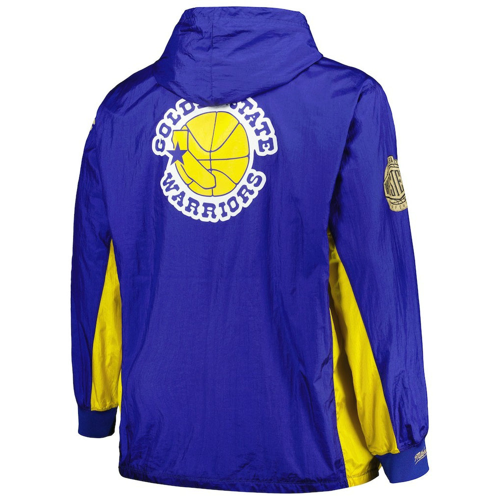 Golden State Warriors Big & Tall Hardwood Classics Team OG 2.0 Anorak Hoodie Quarter-Zip Windbreaker Jacket Royal - Mitchell & Ness