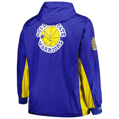 Golden State Warriors Big & Tall Hardwood Classics Team OG 2.0 Anorak Hoodie Quarter-Zip Windbreaker Jacket Royal - Mitchell & Ness