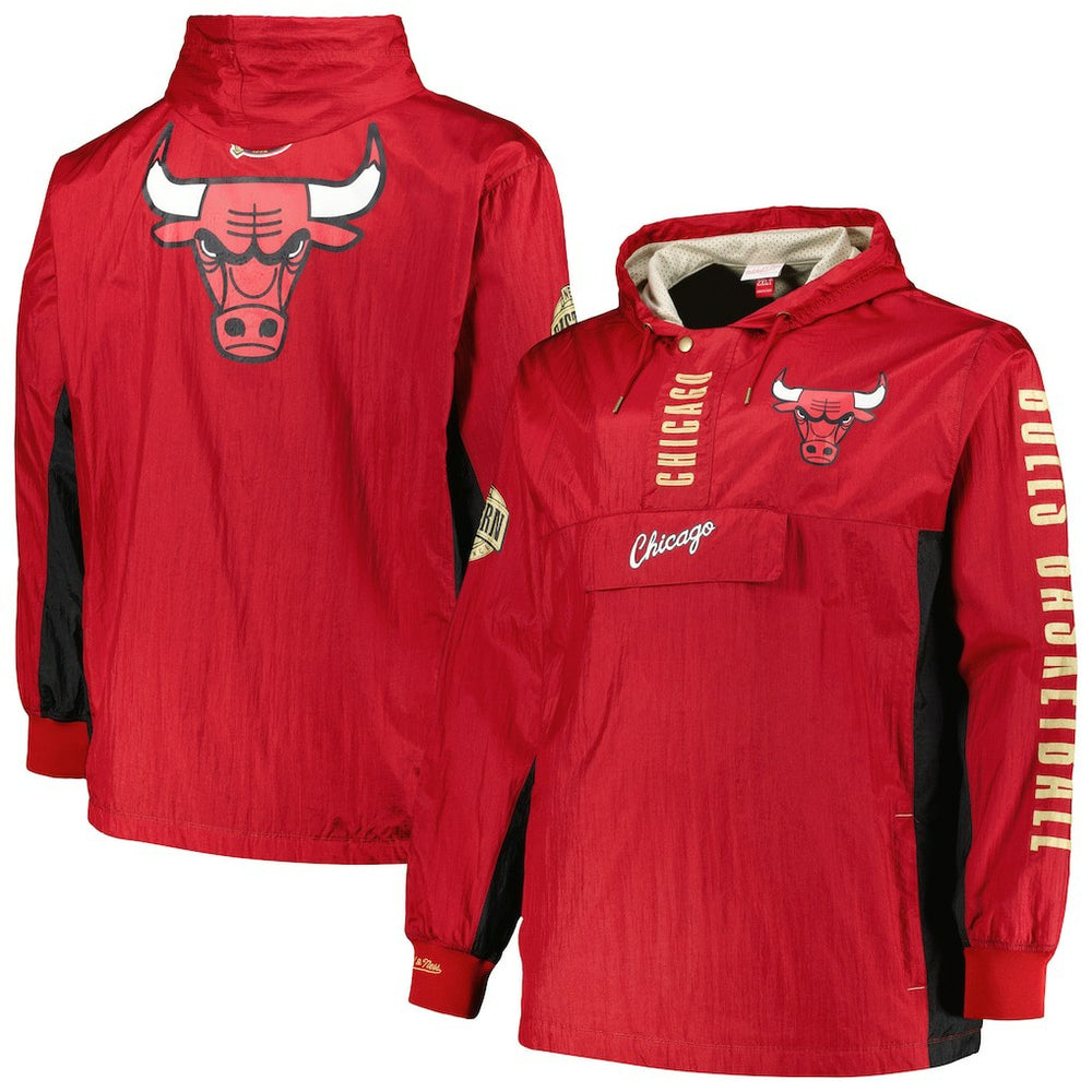 Chicago Bulls Big & Tall Hardwood Classics Team OG 2.0 Anorak Hoodie Quarter-Zip Windbreaker Jacket Red - Mitchell & Ness