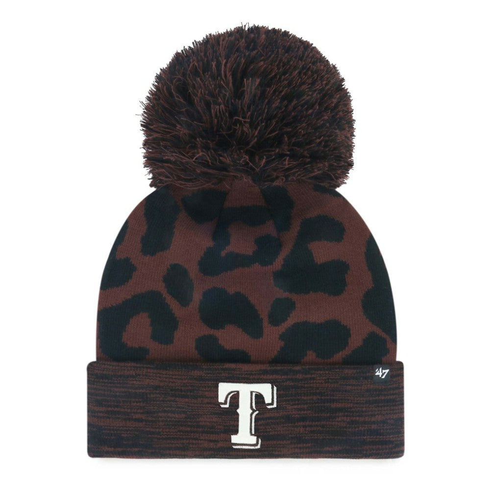 Texas Rangers '47 Women's Rosette Cuffed Knit Hat with Pom - Brown Hats