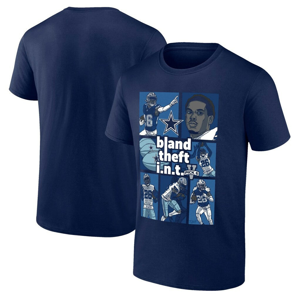 DaRon Bland Dallas Cowboys Pick Six T-Shirt - Navy T-shirts