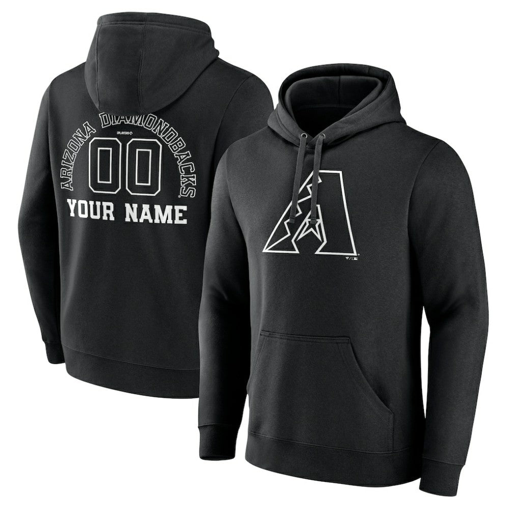 Arizona Diamondbacks Monochrome Personalized Name & Number Pullover Hoodie - Black Hoodies