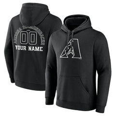 Arizona Diamondbacks Monochrome Personalized Name & Number Pullover Hoodie - Black Hoodies