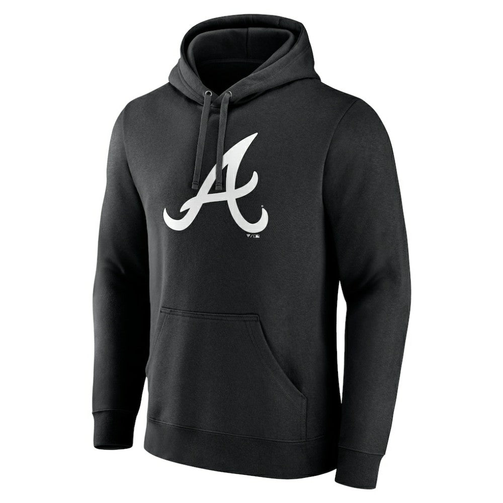 Atlanta Braves Monochrome Personalized Name & Number Pullover Hoodie - Black Hoodies