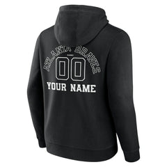 Atlanta Braves Monochrome Personalized Name & Number Pullover Hoodie - Black Hoodies