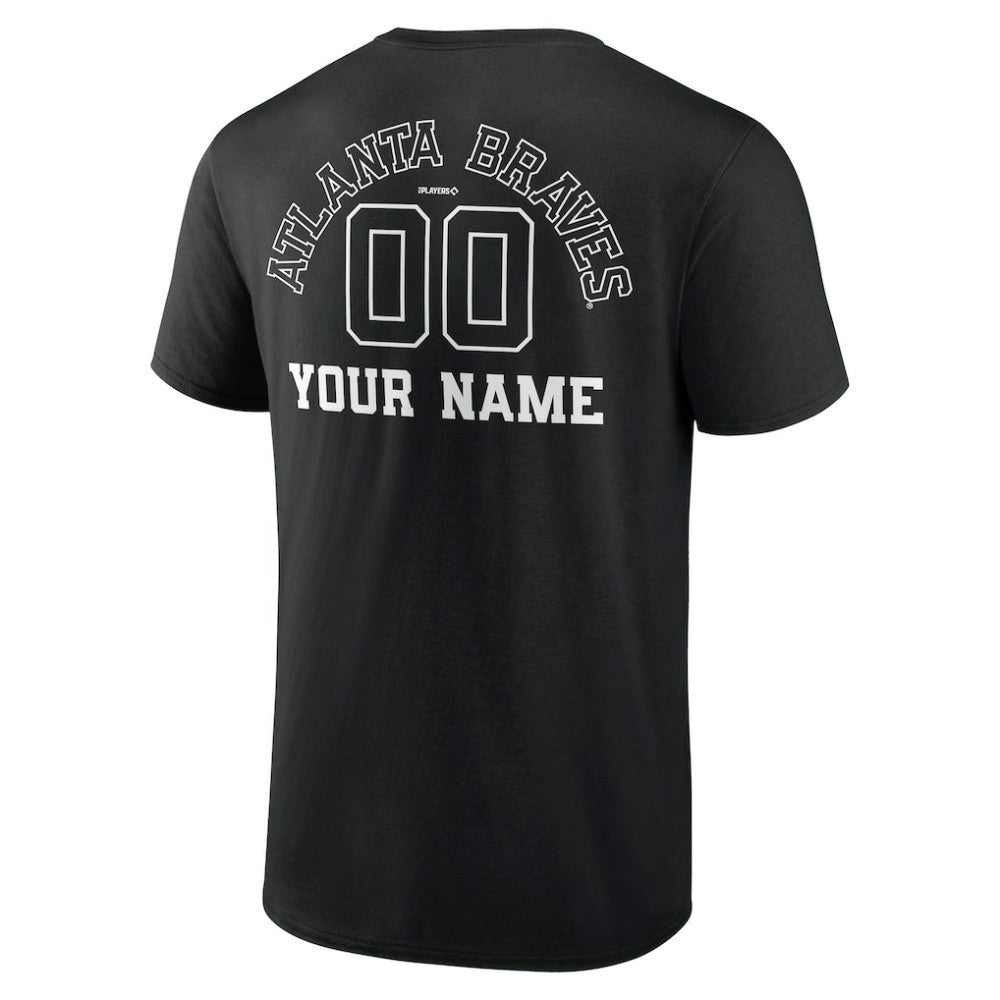 Atlanta Braves Monochrome Personalized Name & Number T-Shirt - Black T-shirts