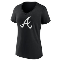 Atlanta Braves Women's Monochrome Personalized Name & Number V-Neck T-Shirt - Black T-shirts