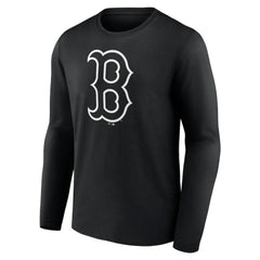 Boston Red Sox Monochrome Personalized Name & Number Long Sleeve T-Shirt - Black T-shirts