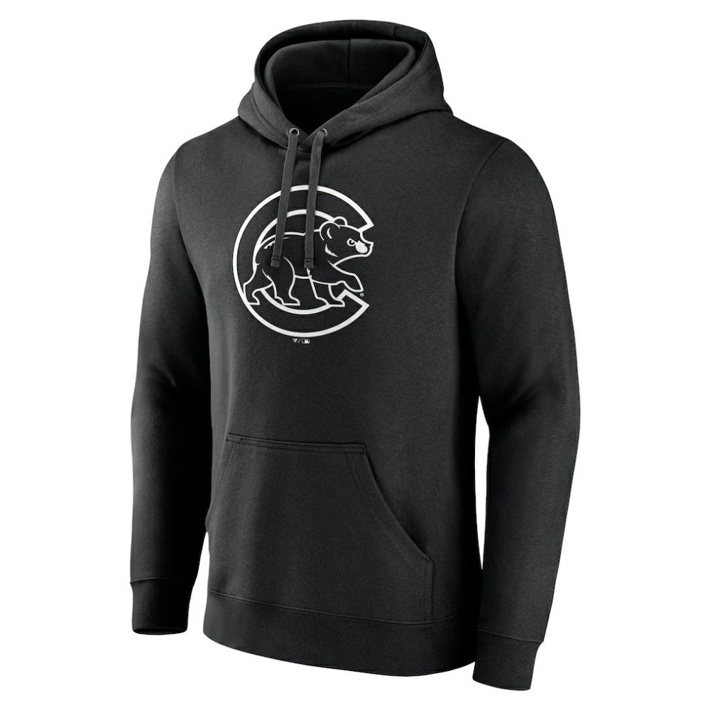 Chicago Cubs Monochrome Personalized Name & Number Pullover Hoodie - Black Hoodies
