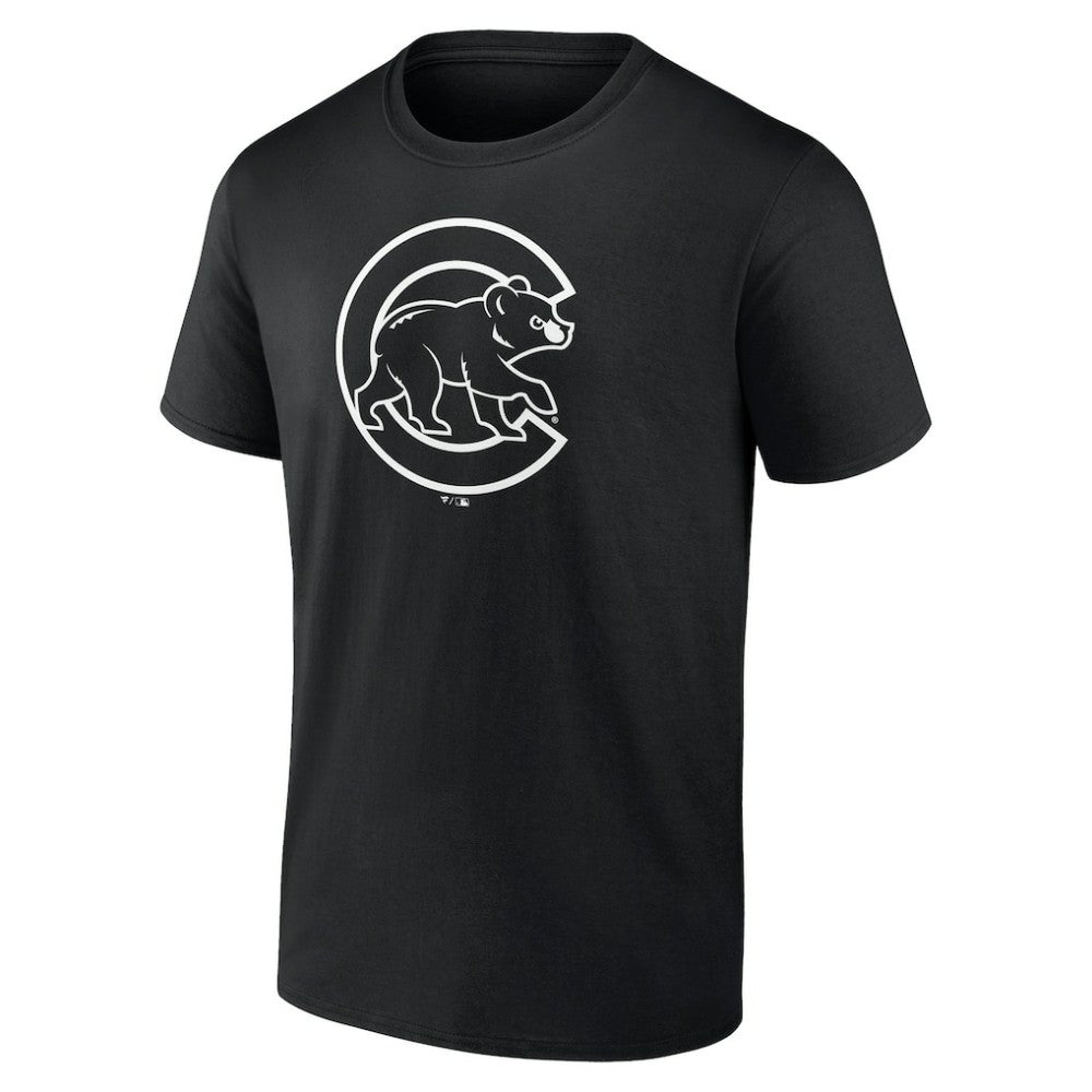 Chicago Cubs Monochrome Personalized Name & Number T-Shirt - Black T-shirts