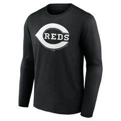 Cincinnati Reds Monochrome Personalized Name & Number Long Sleeve T-Shirt - Black T-shirts
