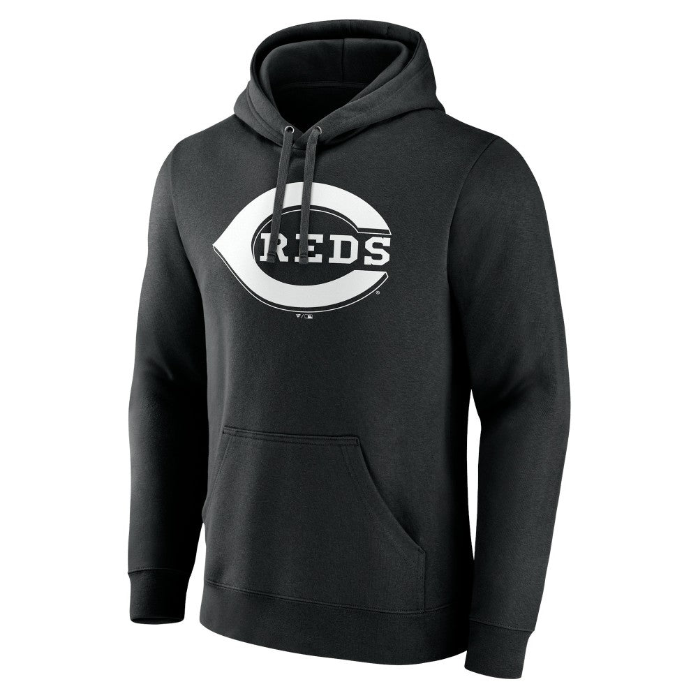 Cincinnati Reds Monochrome Personalized Name & Number Pullover Hoodie - Black Hoodies