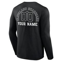 Cleveland Guardians Monochrome Personalized Name & Number Long Sleeve T-Shirt - Black T-shirts