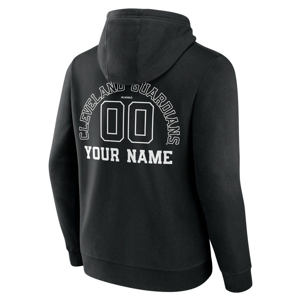 Cleveland Guardians Monochrome Personalized Name & Number Pullover Hoodie - Black Hoodies