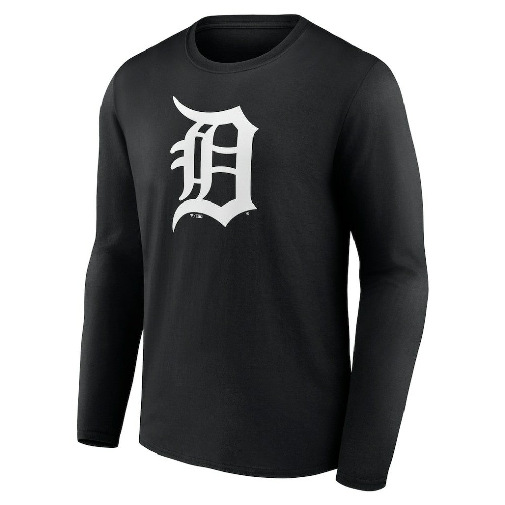 Detroit Tigers Monochrome Personalized Name & Number Long Sleeve T-Shirt - Black T-shirts