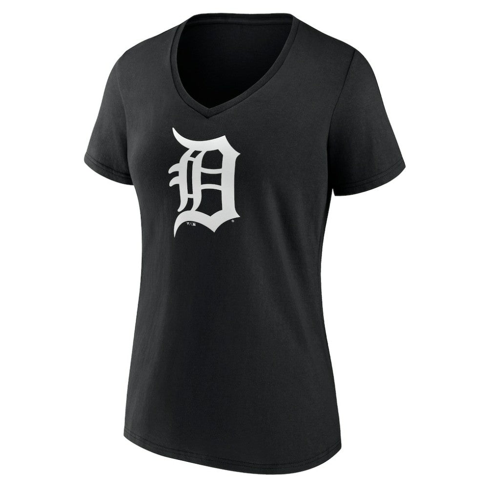 Detroit Tigers Women's Monochrome Personalized Name & Number V-Neck T-Shirt - Black T-shirts