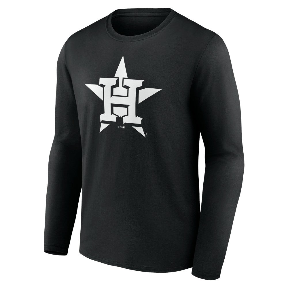 Houston Astros Monochrome Personalized Name & Number Long Sleeve T-Shirt - Black T-shirts