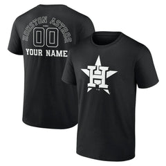 Houston Astros Monochrome Personalized Name & Number T-Shirt - Black T-shirts