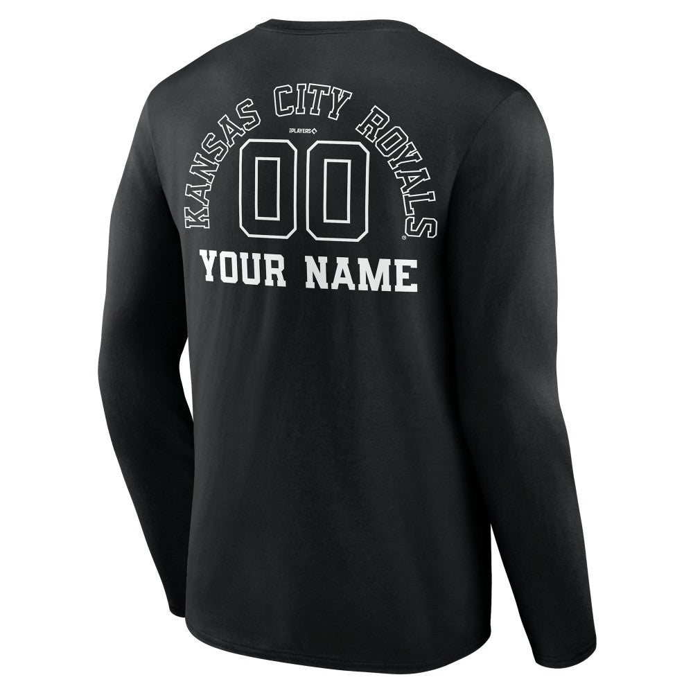 Kansas City Royals Monochrome Personalized Name & Number Long Sleeve T-Shirt - Black T-shirts