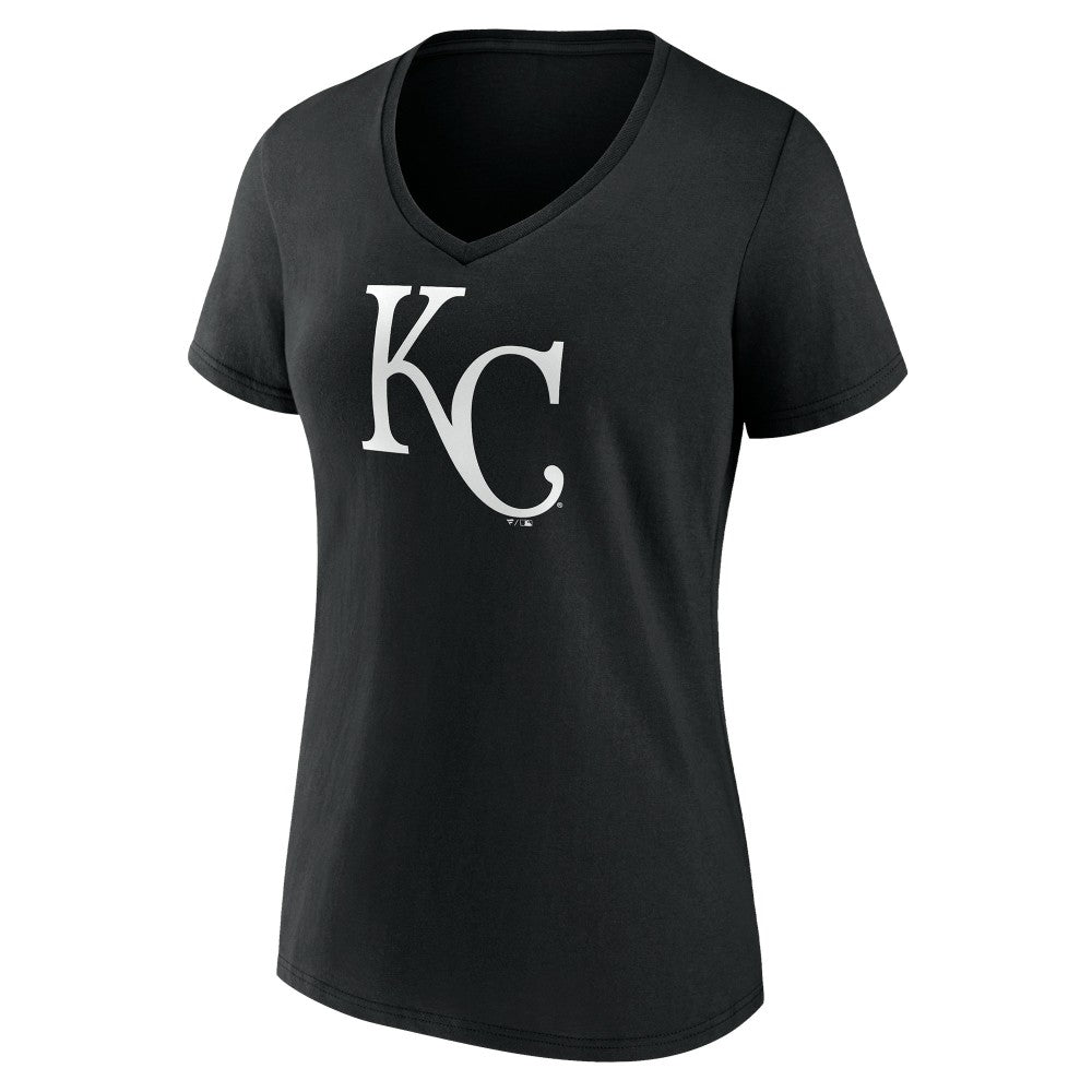 Kansas City Royals Women's Monochrome Personalized Name & Number V-Neck T-Shirt - Black T-shirts