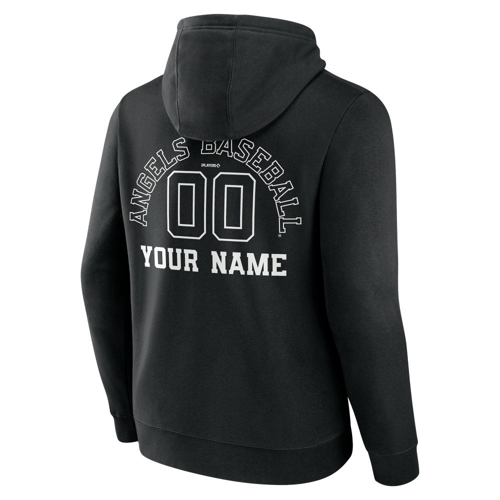 Los Angeles Angels Monochrome Personalized Name & Number Pullover Hoodie - Black Hoodies
