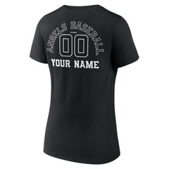 Los Angeles Angels Women's Monochrome Personalized Name & Number V-Neck T-Shirt - Black T-shirts