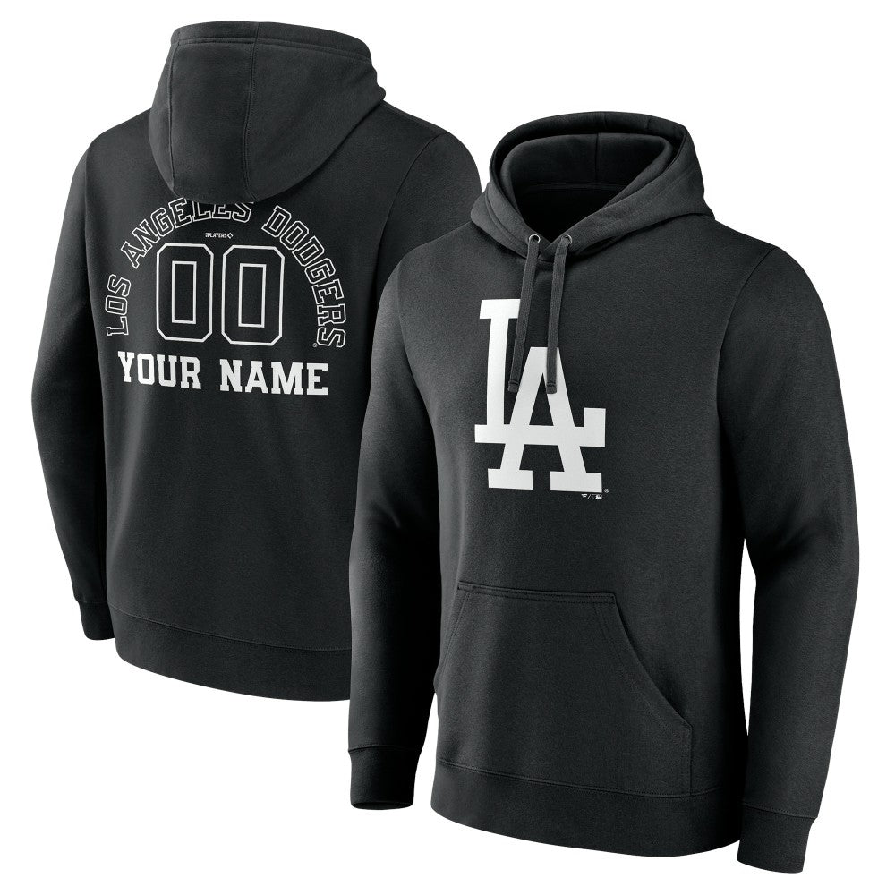 Los Angeles Dodgers Monochrome Personalized Name & Number Pullover Hoodie - Black Hoodies