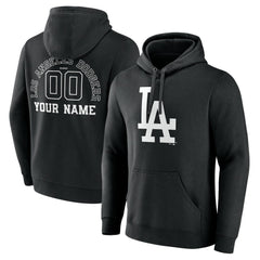 Los Angeles Dodgers Monochrome Personalized Name & Number Pullover Hoodie - Black Hoodies