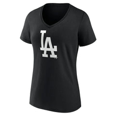 Los Angeles Dodgers Women's Monochrome Personalized Name & Number V-Neck T-Shirt - Black T-shirts