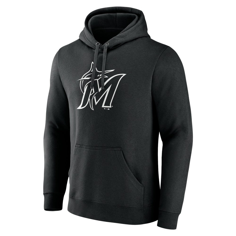 Miami Marlins Monochrome Personalized Name & Number Pullover Hoodie - Black Hoodies
