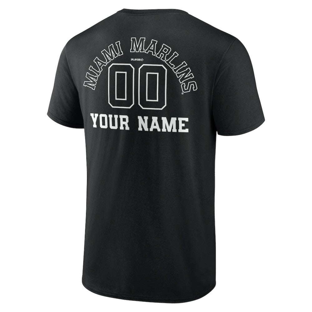 Miami Marlins Monochrome Personalized Name & Number T-Shirt - Black T-shirts