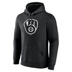 Milwaukee Brewers Monochrome Personalized Name & Number Pullover Hoodie - Black Hoodies