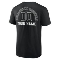 Milwaukee Brewers Monochrome Personalized Name & Number T-Shirt - Black T-shirts