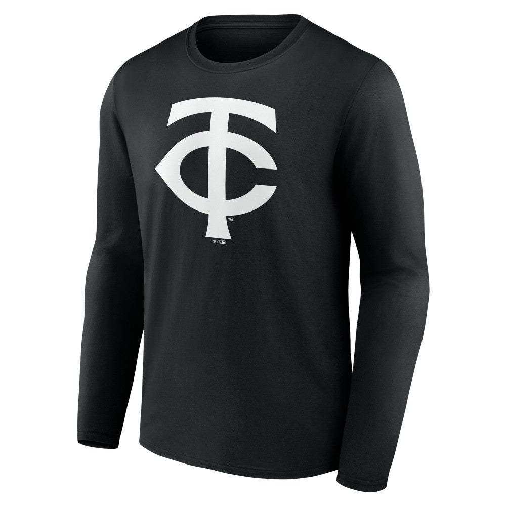Minnesota Twins Monochrome Personalized Name & Number Long Sleeve T-Shirt - Black T-shirts