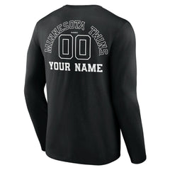 Minnesota Twins Monochrome Personalized Name & Number Long Sleeve T-Shirt - Black T-shirts