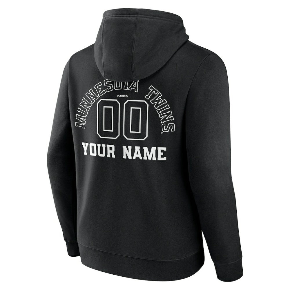 Minnesota Twins Monochrome Personalized Name & Number Pullover Hoodie - Black Hoodies