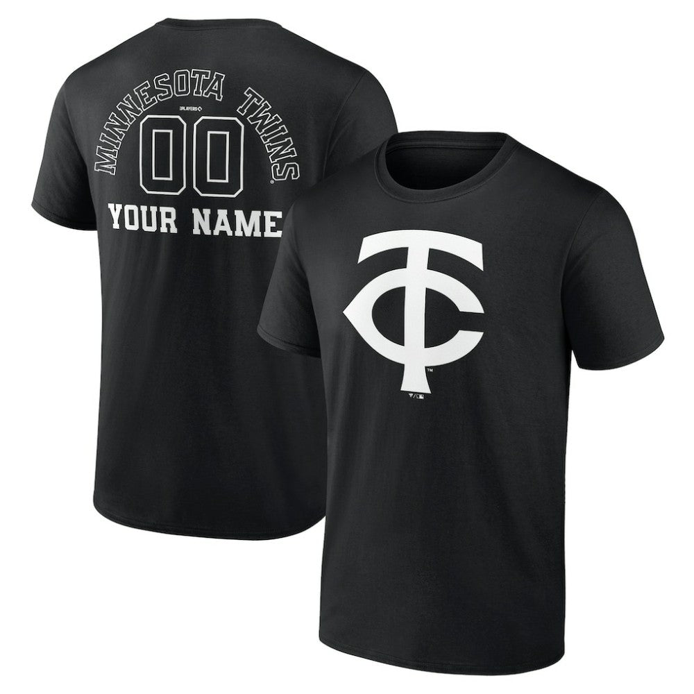 Minnesota Twins Monochrome Personalized Name & Number T-Shirt - Black T-shirts