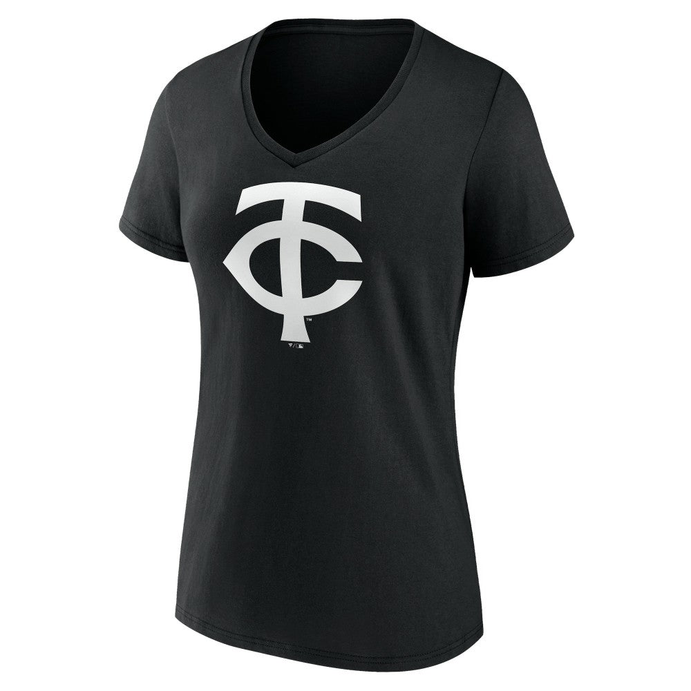 Minnesota Twins Women's Monochrome Personalized Name & Number V-Neck T-Shirt - Black T-shirts