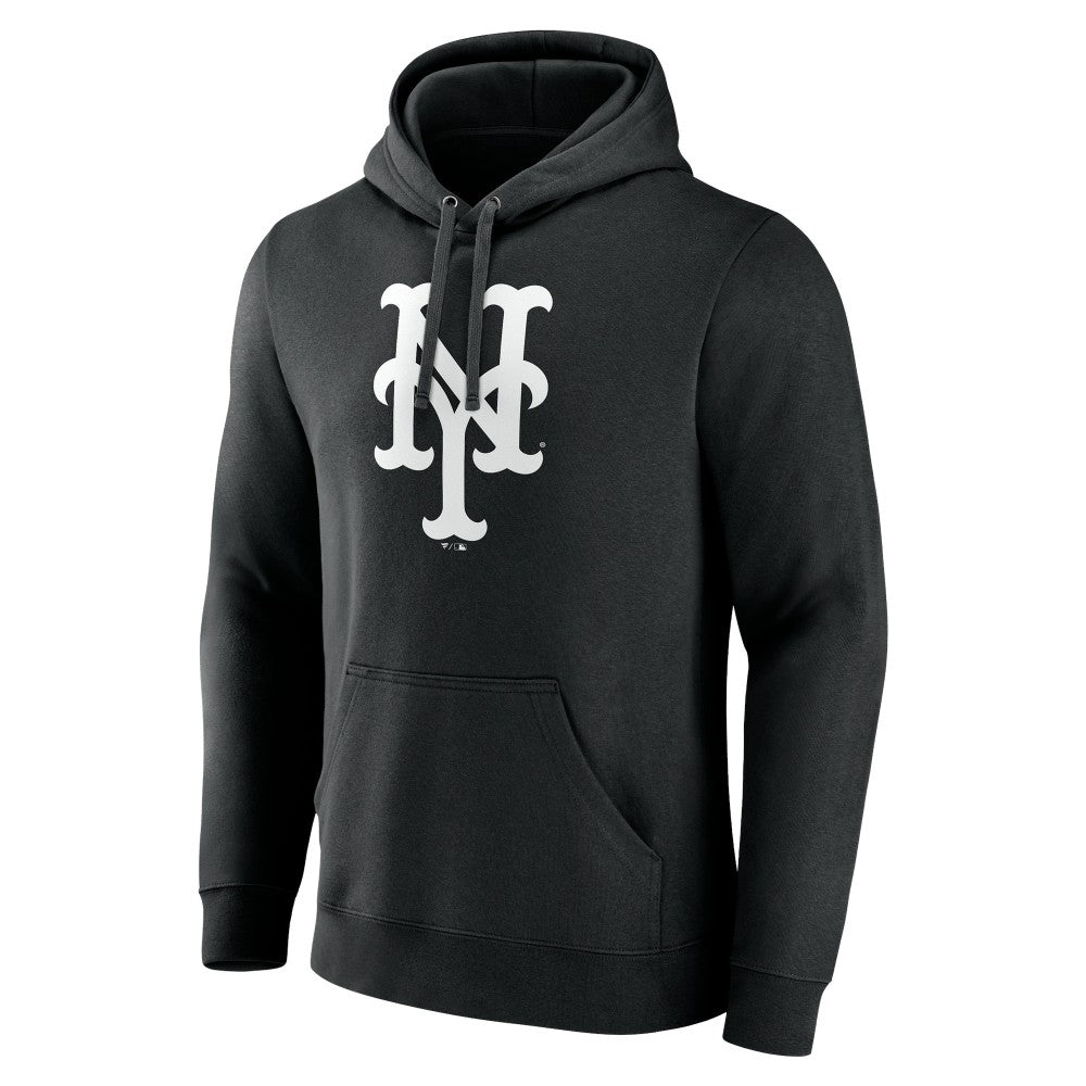 New York Mets Monochrome Personalized Name & Number Pullover Hoodie - Black Hoodies