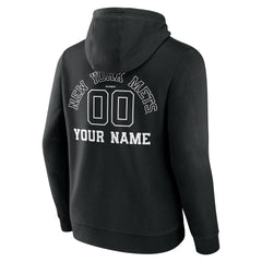 New York Mets Monochrome Personalized Name & Number Pullover Hoodie - Black Hoodies