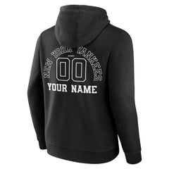 New York Yankees Monochrome Personalized Name & Number Pullover Hoodie - Black Hoodies