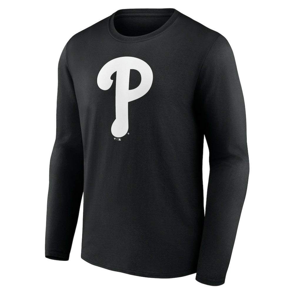Philadelphia Phillies Monochrome Personalized Name & Number Long Sleeve T-Shirt - Black T-shirts