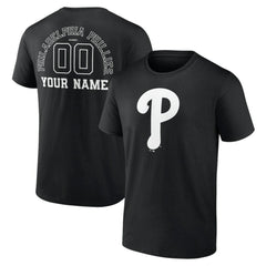 Philadelphia Phillies Monochrome Personalized Name & Number T-Shirt - Black T-shirts