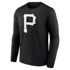 Pittsburgh Pirates Monochrome Personalized Name & Number Long Sleeve T-Shirt - Black T-shirts