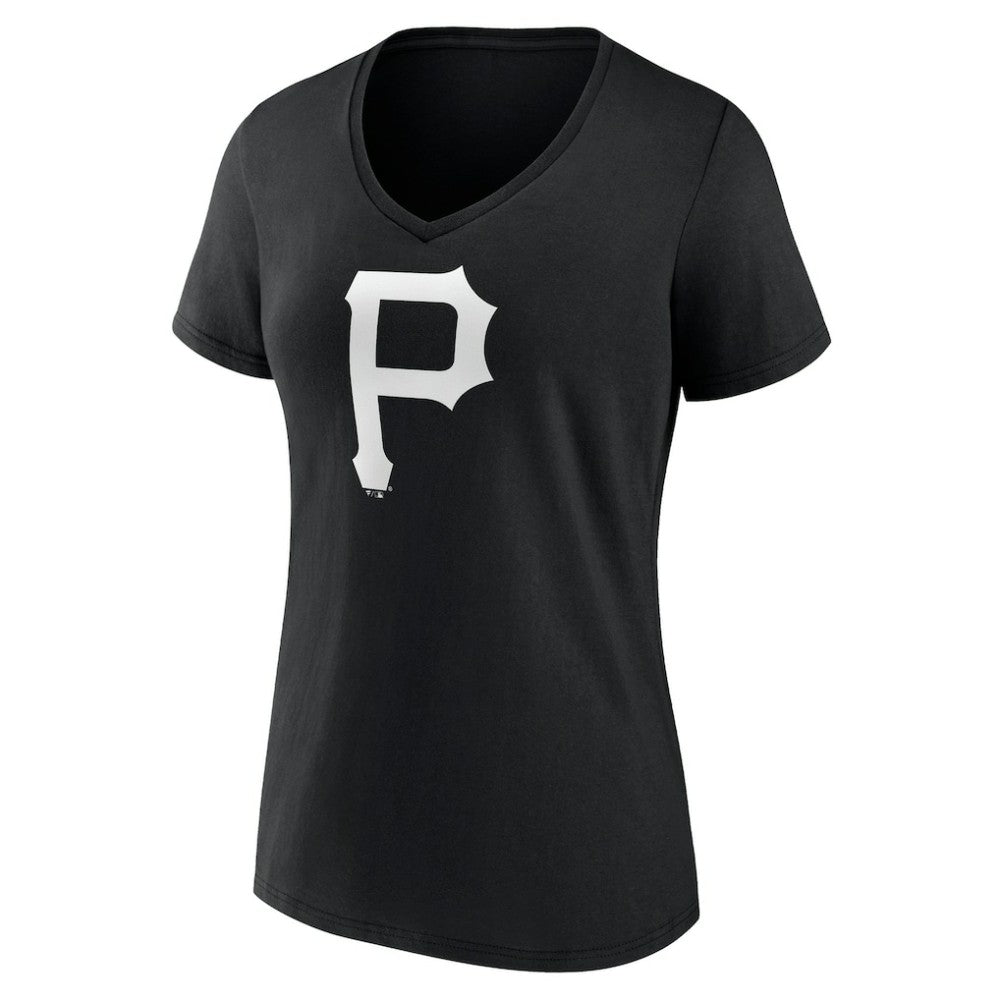 Pittsburgh Pirates Women's Monochrome Personalized Name & Number V-Neck T-Shirt - Black T-shirts