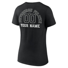 Pittsburgh Pirates Women's Monochrome Personalized Name & Number V-Neck T-Shirt - Black T-shirts