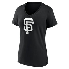 San Francisco Giants Women's Monochrome Personalized Name & Number V-Neck T-Shirt - Black T-shirts